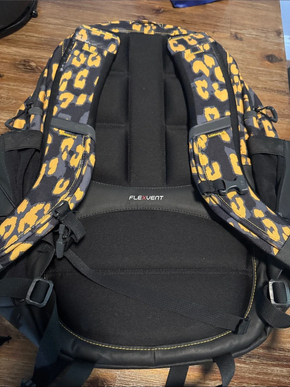 The North Face Borealis Backpack in Yellow Leopard Print